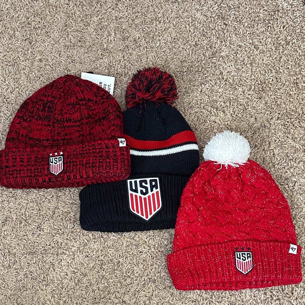 USA Logo Knit Beanies Set
